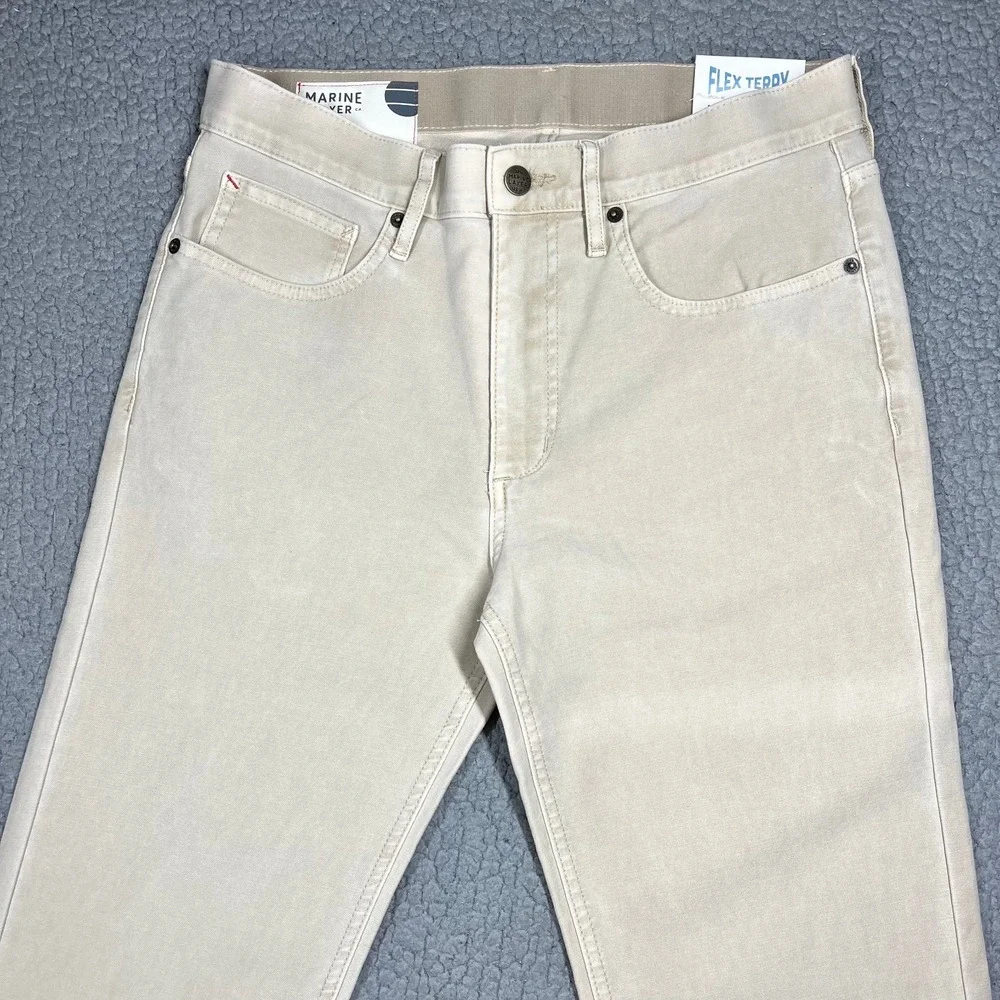 Marine Layer Flex Terry Pant Slim Straight Khaki Tan 30x30 NWT MRSP $148